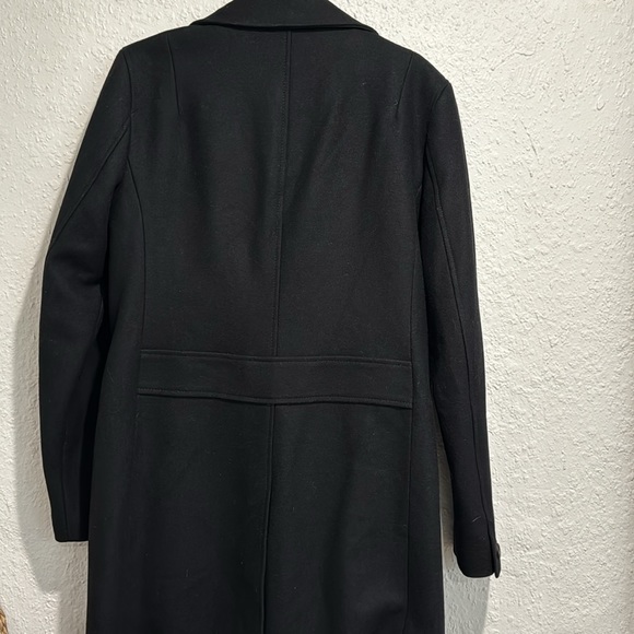 NWT All Saints Black Italian Cloth Wool Driver's Trench Coat Mid Length - Picture 6 of 10